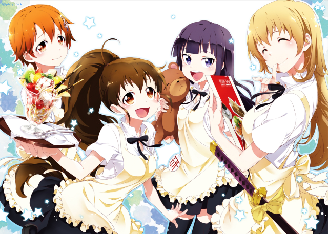 Anime girls book snow stars free wallpaper - medium preview image
