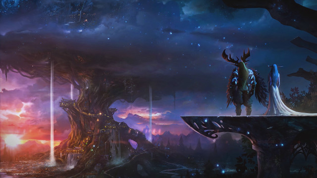 Man horse fantasy tree sky free wallpaper - medium preview image