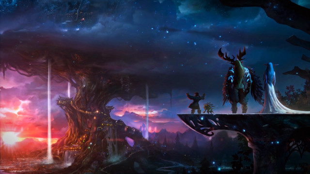 Man riding horse forest night free wallpaper - medium preview image