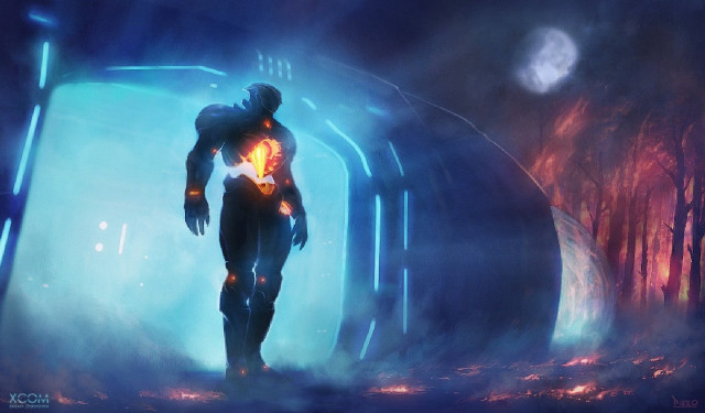 Futuristic man tunnel glowing light free wallpaper - medium preview image