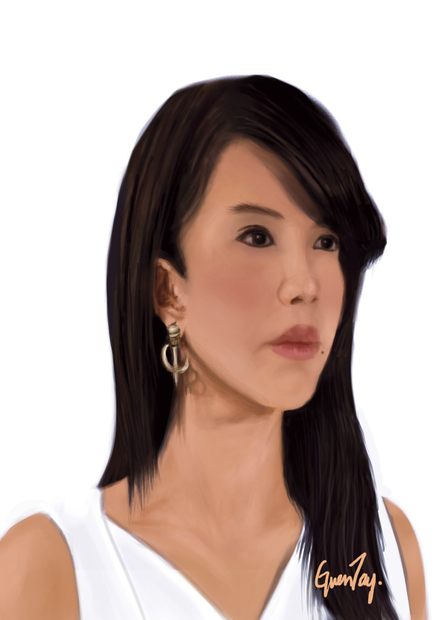 Gunay woman blackhair white top free wallpaper - medium preview image