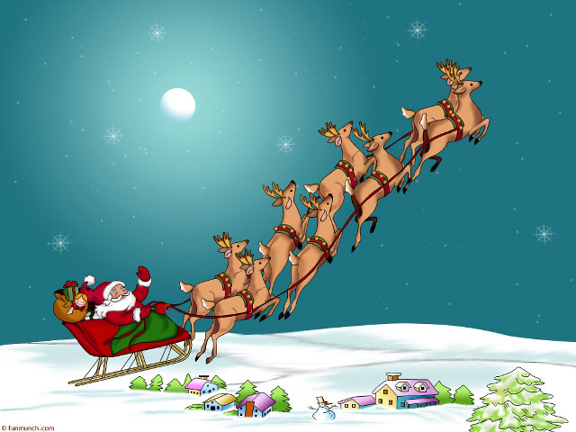 Santa claus sleigh reindeers snow #2 free wallpaper - medium preview image