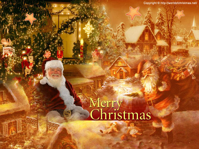 Santa claus christmas tree lit free wallpaper - medium preview image