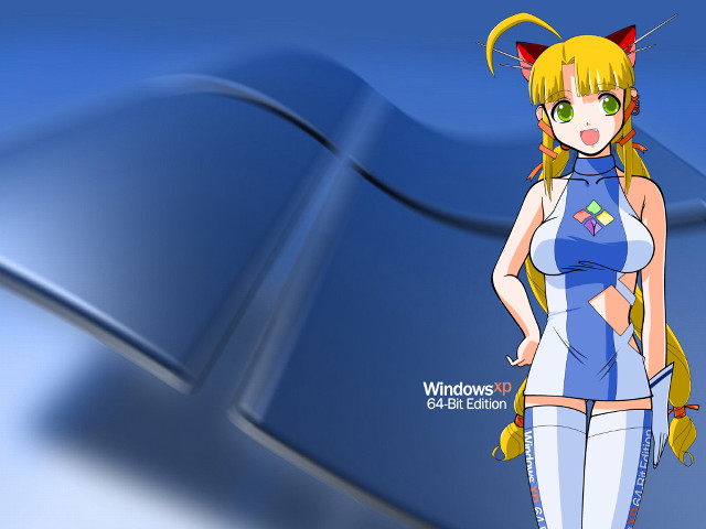 Cartoon cat ears blue wave free wallpaper - medium preview image