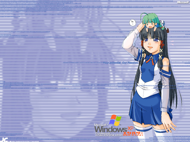 Anime girls long hair blue free wallpaper - medium preview image