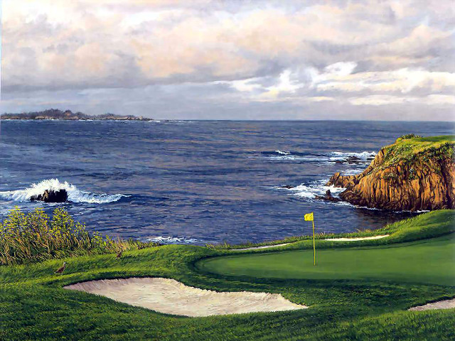 Golf course ocean rocky cliff free wallpaper - medium preview image