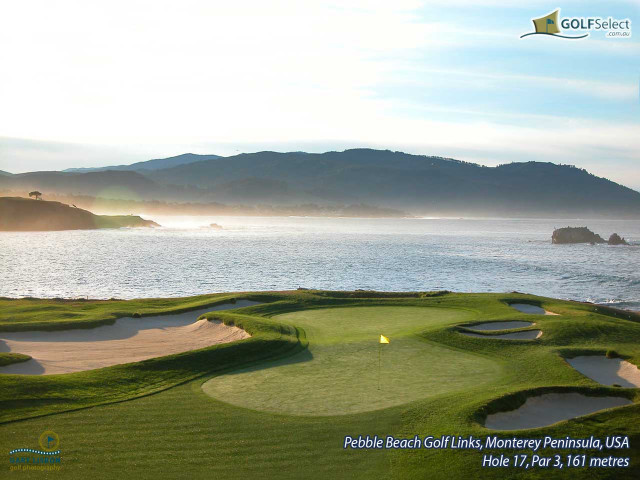 Golf course ocean mountains background free wallpaper - medium preview image