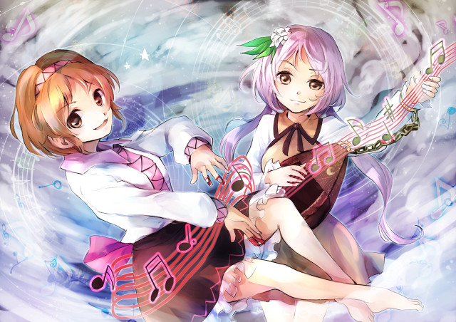Anime girls pink guitar music free wallpaper - medium preview image