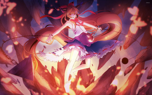 Girl dress rock sword flame free wallpaper - medium preview image