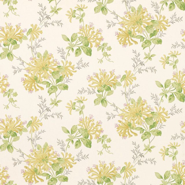 Yellow green floral pattern white free wallpaper - medium preview image
