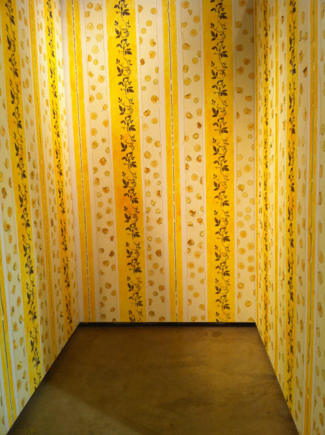Yellow striped wall cat room #2 free wallpaper - medium preview image