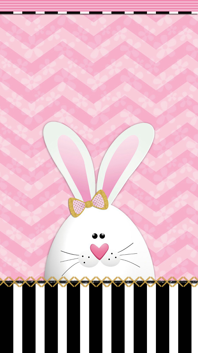 Pink black striped bunny face free wallpaper - medium preview image