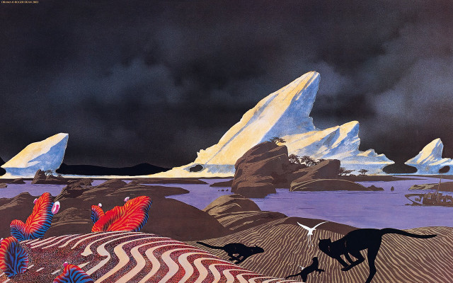 Landscape mountains birds foreground flying free wallpaper - medium preview image