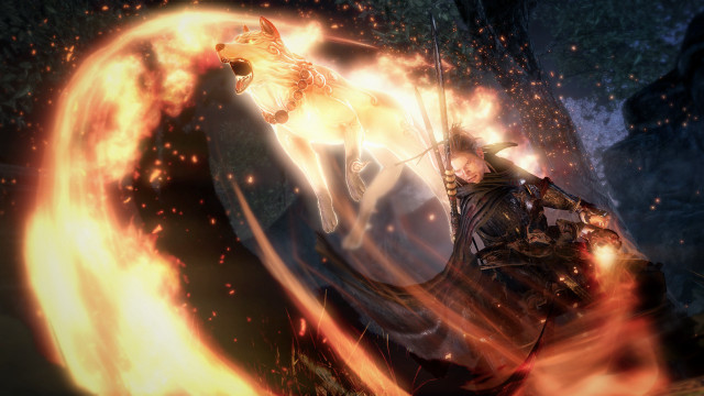 Man horse fire hand behind free wallpaper - medium preview image