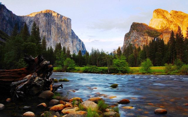 River forest mountain lake nature free wallpaper - medium preview image