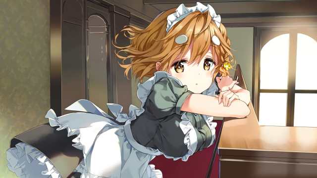 Maid woman cellphone looking camera free wallpaper - medium preview image