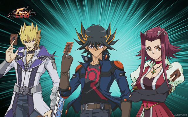 Anime characters blue background green free wallpaper - medium preview image