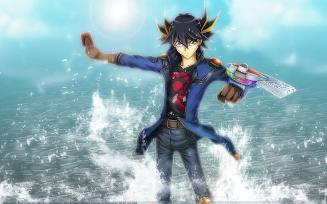 Man blue outfit standing water #2 free wallpaper - medium preview image