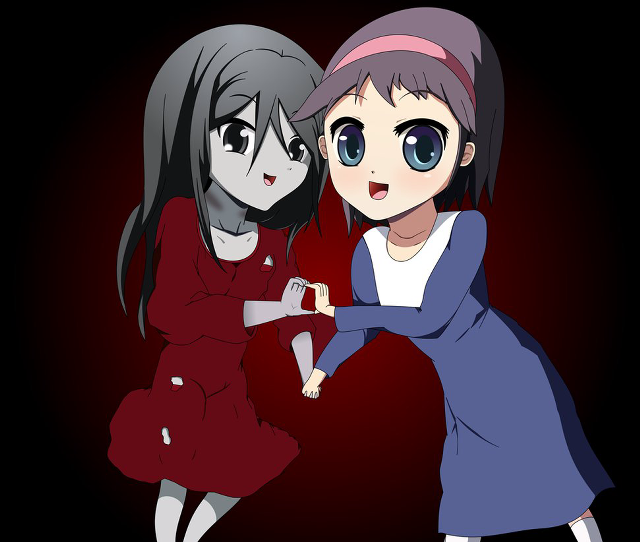 Anime girls touching hands smile free wallpaper - medium preview image