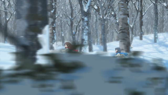 Blurry person sitting snow tree free wallpaper - medium preview image