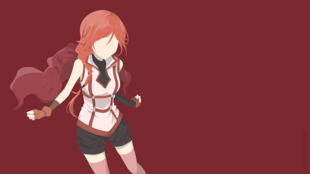 Red haired woman minimalist cel free wallpaper for desktop - medium preview image