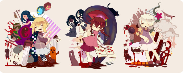 Anime characters blood wall woman free wallpaper - medium preview image