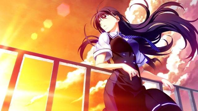 Girl dress balcony hair wind free wallpaper - medium preview image