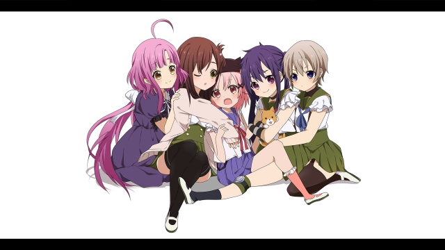 Anime girls sitting white background #2 free wallpaper - medium preview image