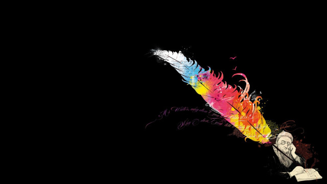 Colorful feather flying dark sky free wallpaper - medium preview image