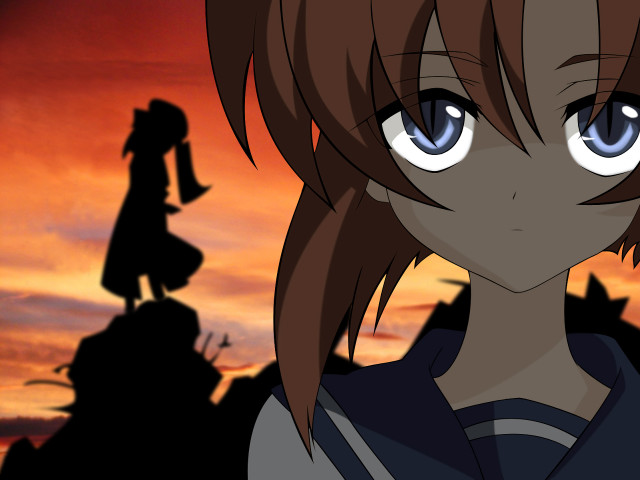 Girl blue eyes sunset silhouette #2 free wallpaper - medium preview image