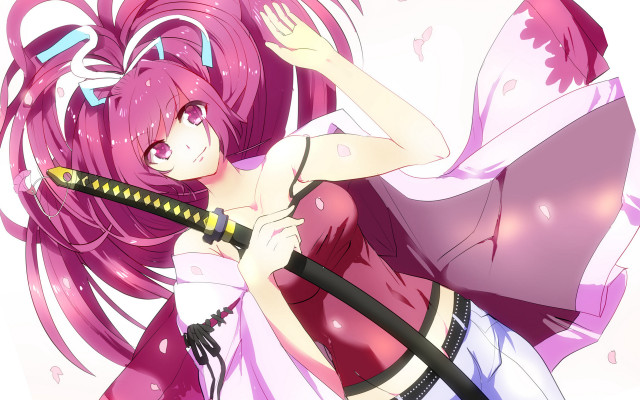 Woman pink hair sword pink free wallpaper - medium preview image