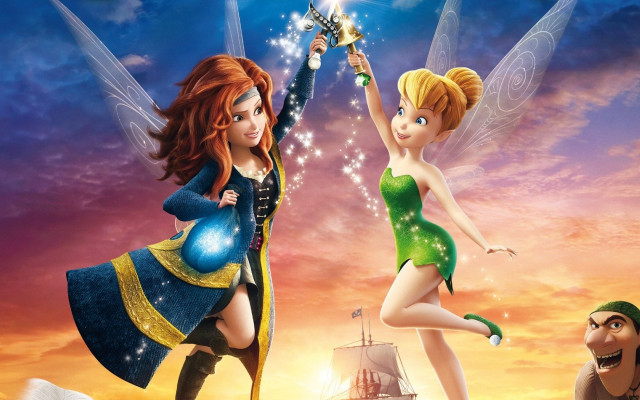 Fairy couple flying ship clouds free wallpaper for desktop - medium preview image
