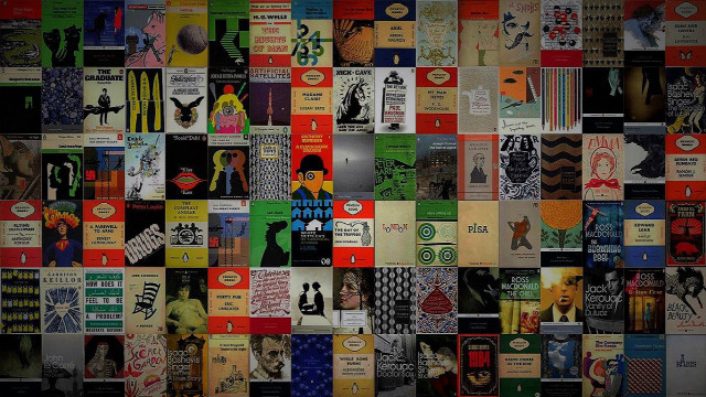 Book magazine collage black background free wallpaper - medium preview image
