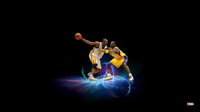 Basketball players light trail blue free wallpaper - medium preview image