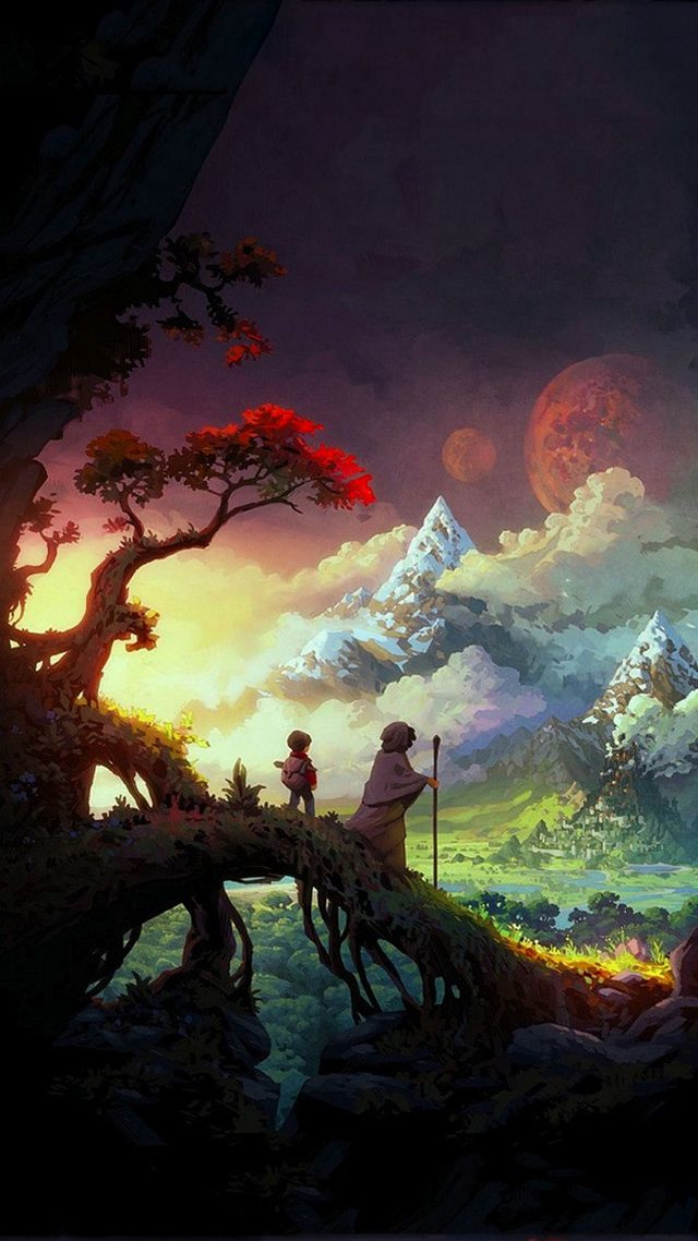 Man sitting tree branch forest free wallpaper - medium preview image
