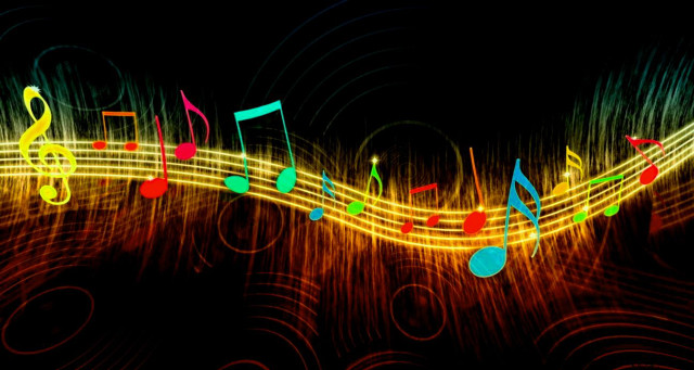 Colorful music note black background #2 free wallpaper - medium preview image