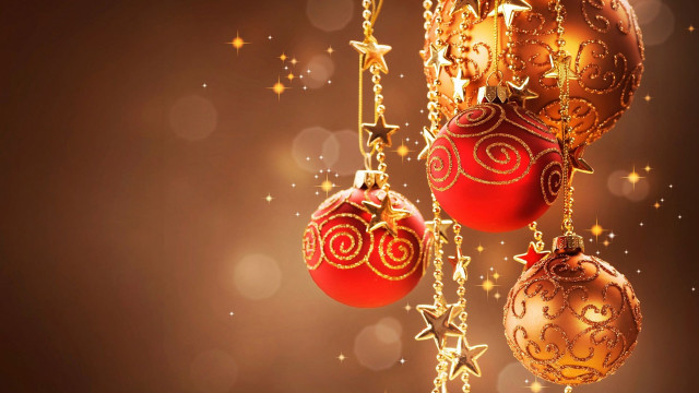 Christmas ornaments hanging string brown free wallpaper - medium preview image