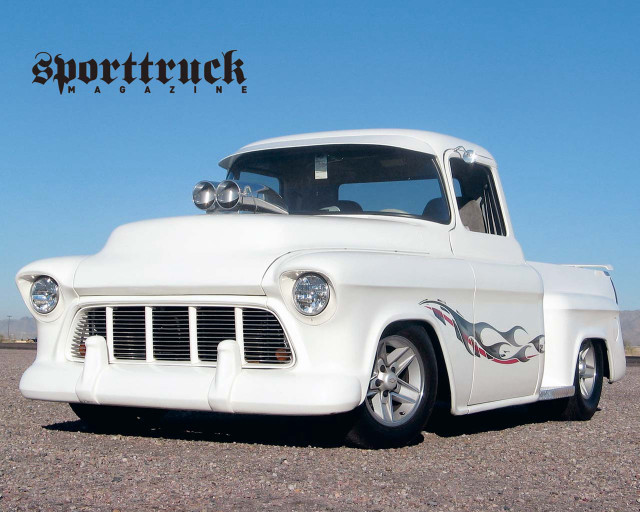 White truck flame design hood free wallpaper - medium preview image