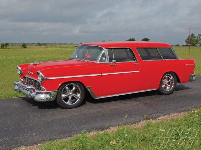 Red white car road field free wallpaper - medium preview image