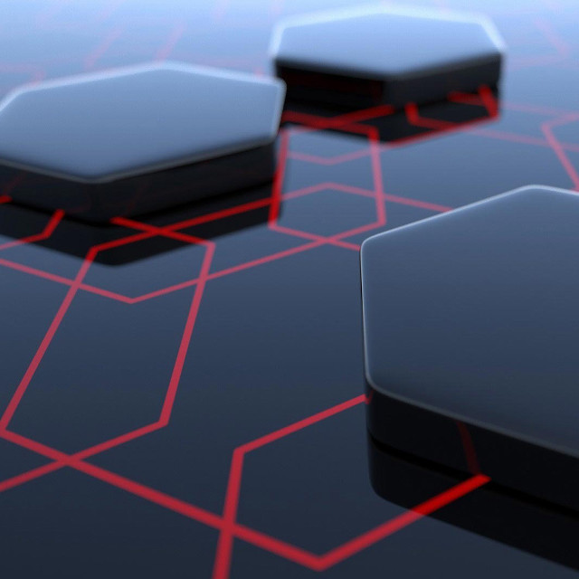 Hexagonal structure red lines black free wallpaper - medium preview image