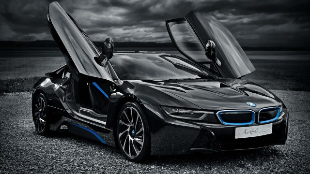 Bmw sports car black white free wallpaper - medium preview image