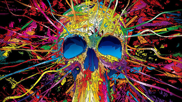 Colorful skull paint splatters faces free wallpaper - medium preview image