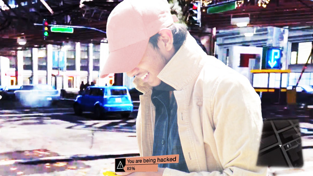 Pink hat man city street free wallpaper - medium preview image