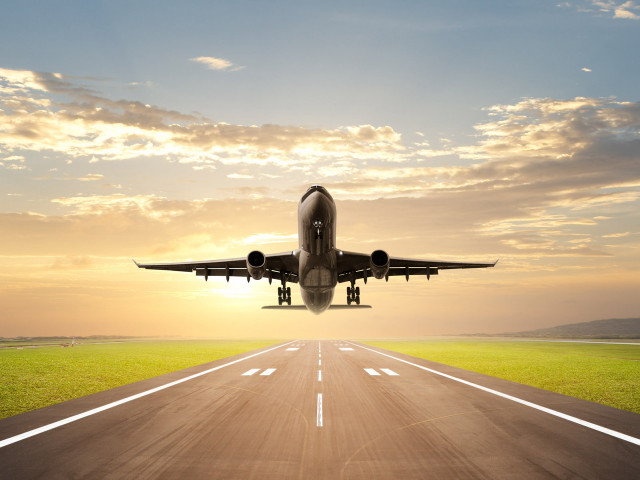 Jetliner sunset runway landing airplane #2 free wallpaper - medium preview image