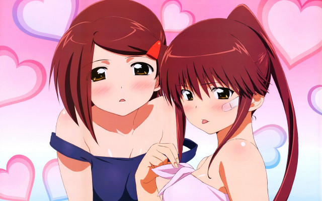 Anime girls hearts pink brother free wallpaper - medium preview image