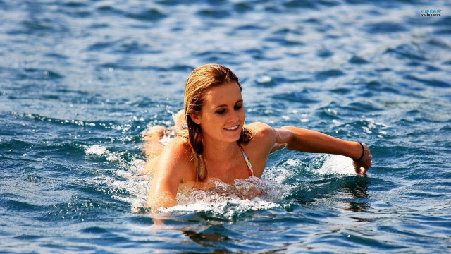 Woman bikini swimming ocean arm free wallpaper - medium preview image