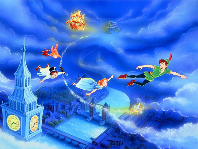 Clock tower man flying sky free wallpaper - medium preview image