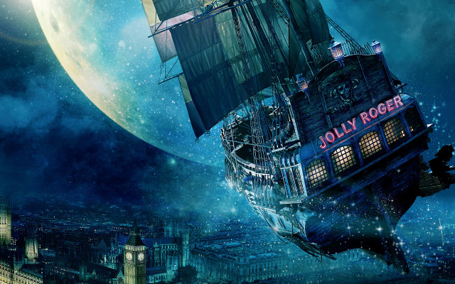 Ship floating air full moon free wallpaper - medium preview image