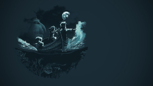Boat skeleton water full moon free wallpaper - medium preview image