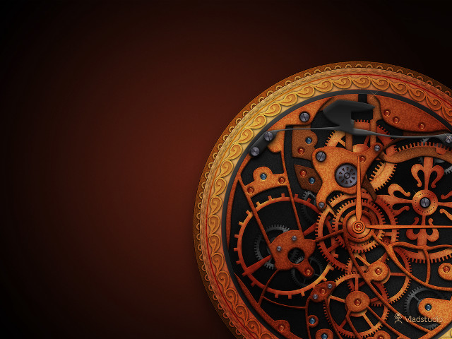 Clock gears chains red background free wallpaper - medium preview image